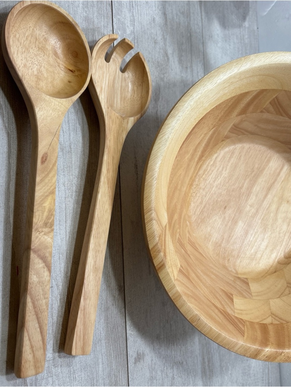 Martha Stewart Natural Wood 3-Piece Salad Bowl with Servers - Picture 7 of 7